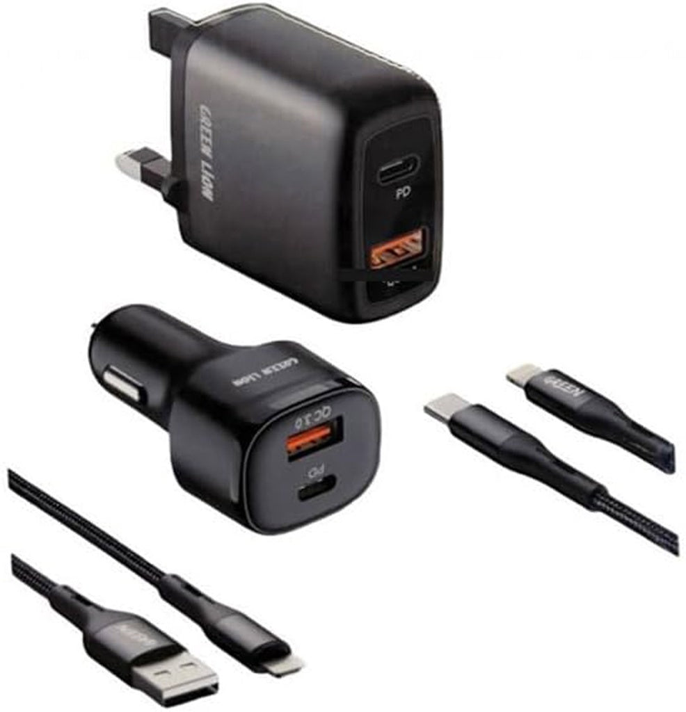 Green Lion 4 in 1 Combo Pack - Dual USB Wall Charger