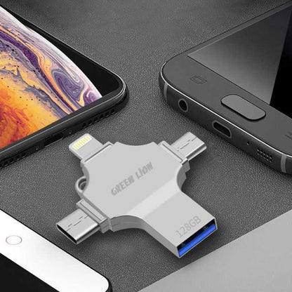 محرك أقراص فلاش USB Green Lion 4 في 1