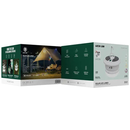 Green Lion Solar LED Lumex Camping Light with Built-In String Light