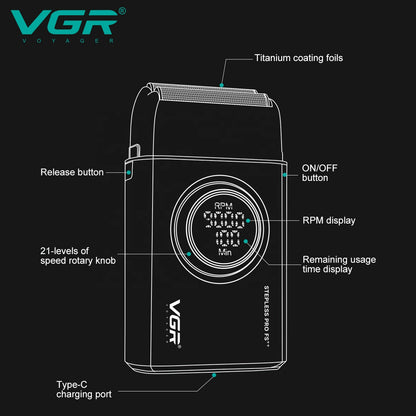 ماكينة حلاقة VGR الاحترافية ذات الرقاقة المزدوجة V-377
