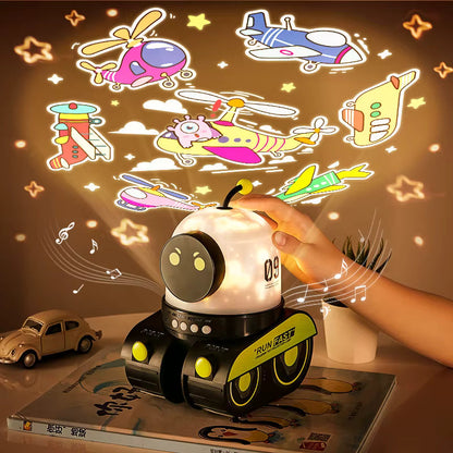 Music Cartoon Robot Car Projection Lamp for Kids