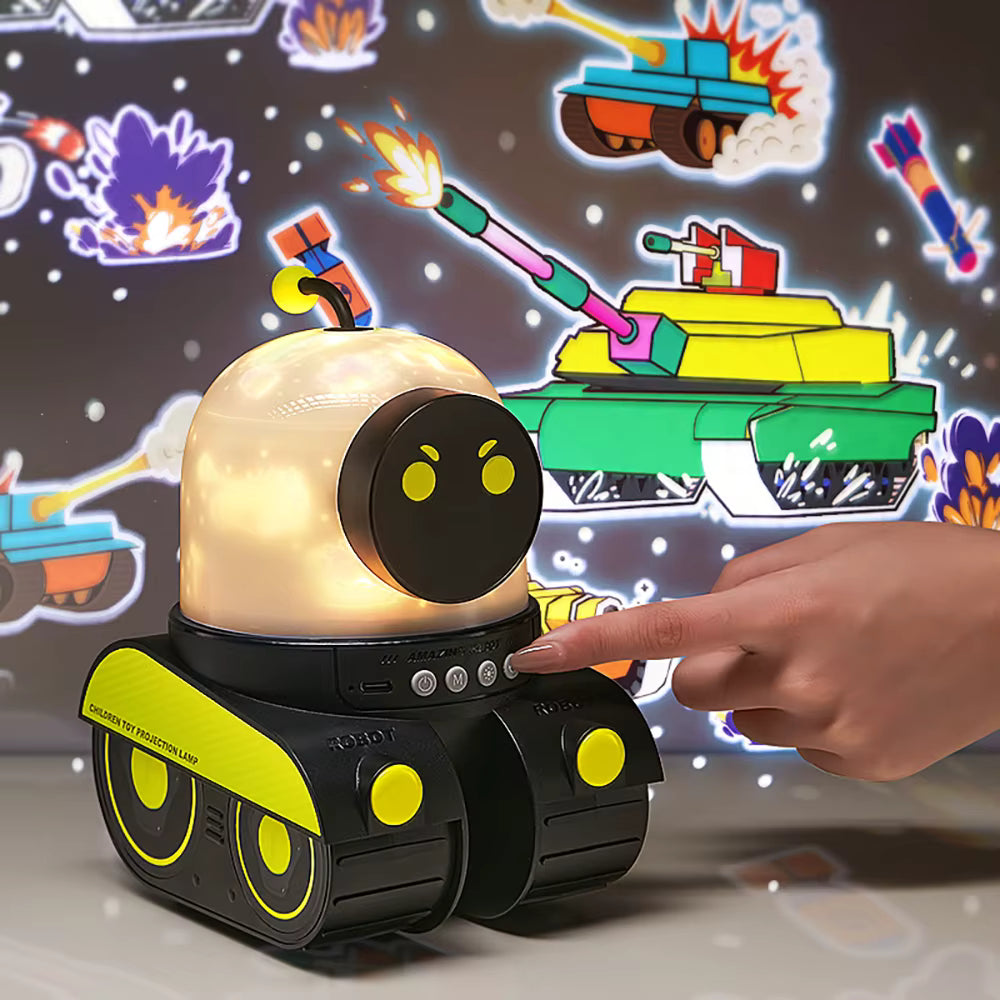 Music Cartoon Robot Car Projection Lamp for Kids