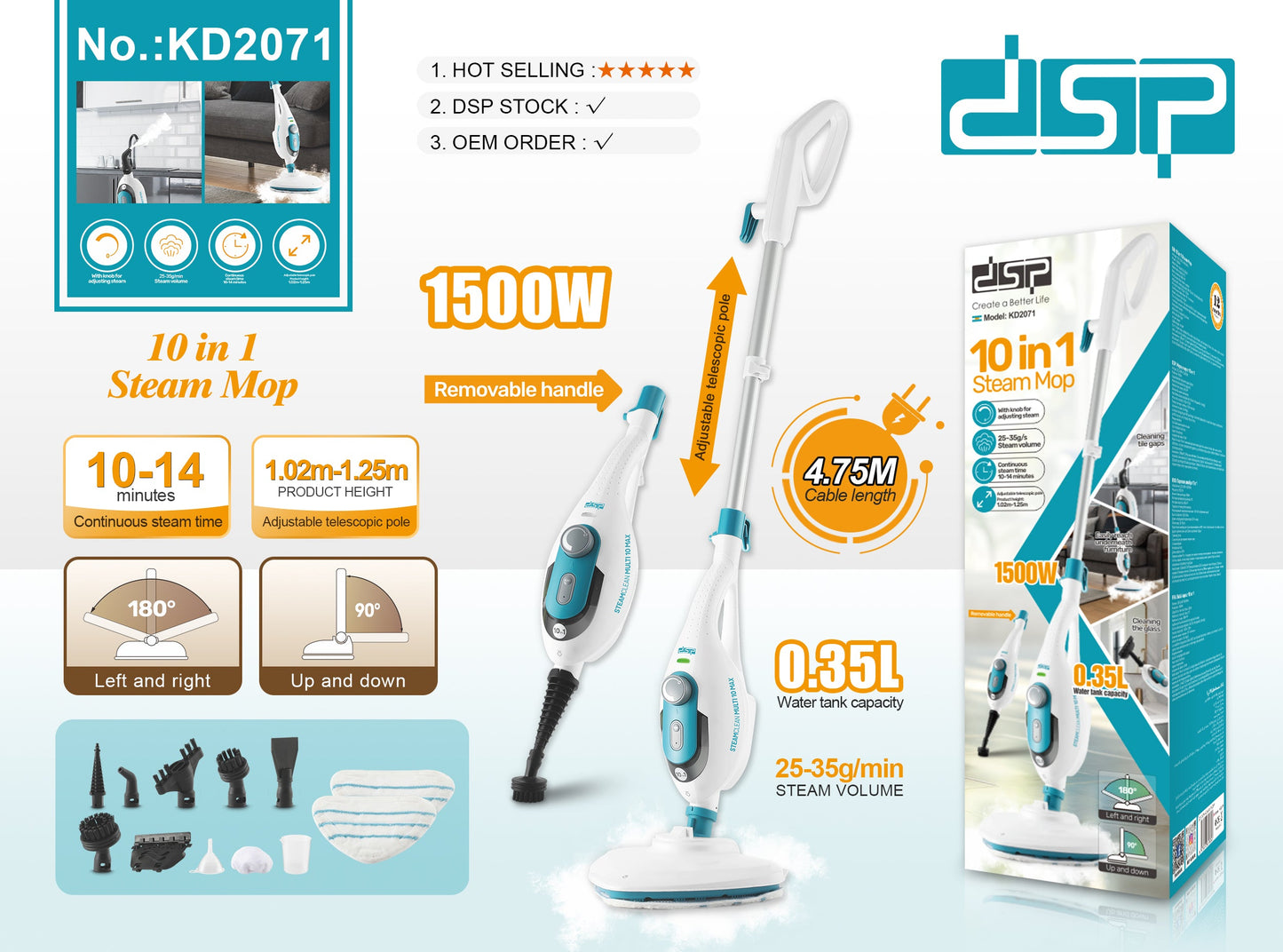 Dsp 10in1 Steam Mop 1500W - KD2071