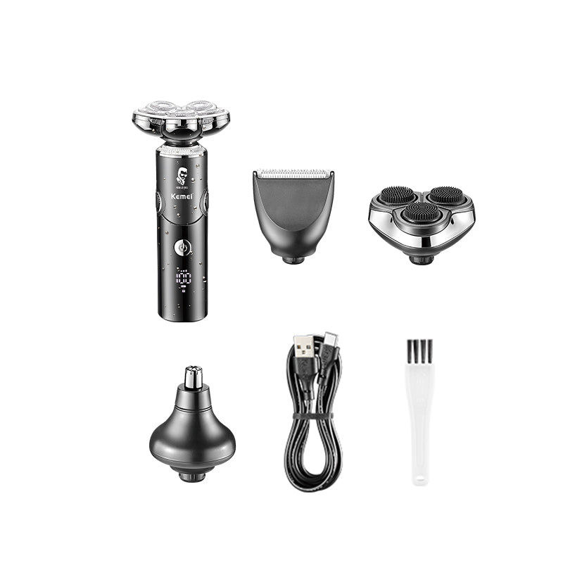 مجموعة ماكينة الحلاقة الكهربائية القابلة للطي للرجال ٤ في ١ من كيمي KM-2193