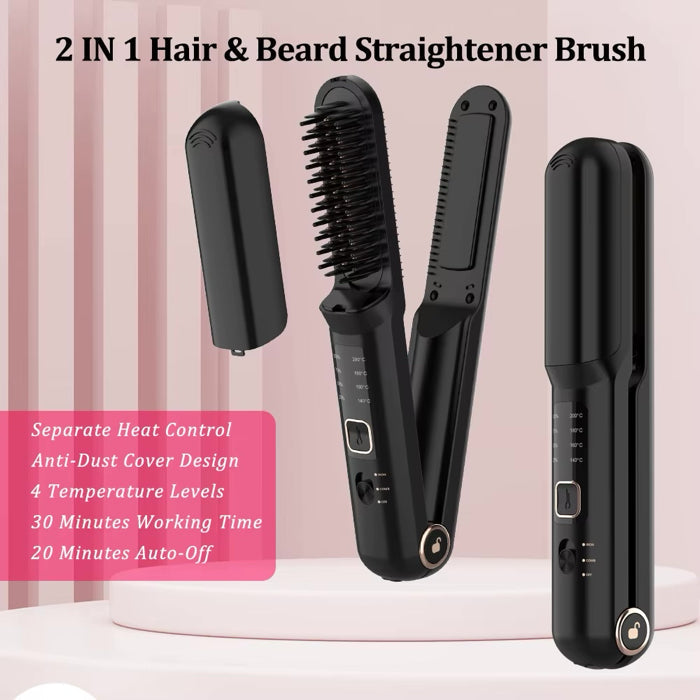 2in1 Cordless Hair Straightener Brush - LH2201