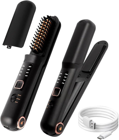2in1 Cordless Hair Straightener Brush - LH2201