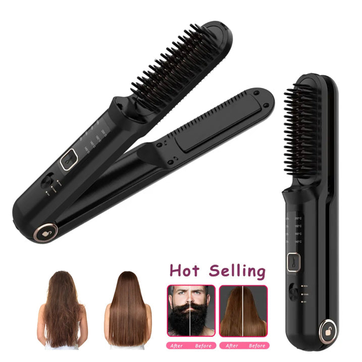 2in1 Cordless Hair Straightener Brush - LH2201