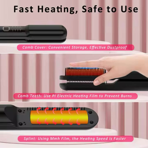 2in1 Cordless Hair Straightener Brush - LH2201