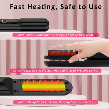 2in1 Cordless Hair Straightener Brush - LH2201