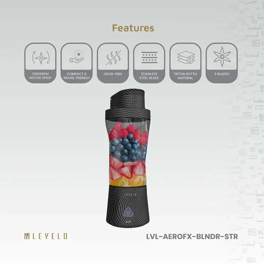 Levelo Portable Carbon Fiber Blender Aeroflex - Smoky Transparent