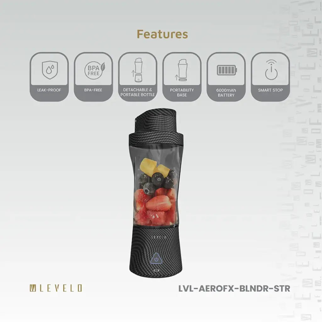 Levelo Portable Carbon Fiber Blender Aeroflex - Smoky Transparent