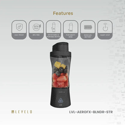 Levelo Portable Carbon Fiber Blender Aeroflex - Smoky Transparent