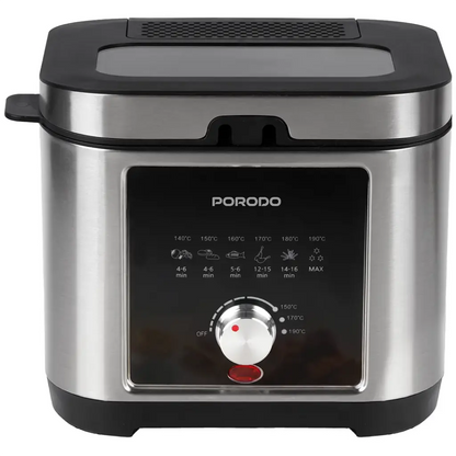 Porodo Stainless Steel 2.5L Deep Fryer with Adjustable Temperature & Non-Stick Tray