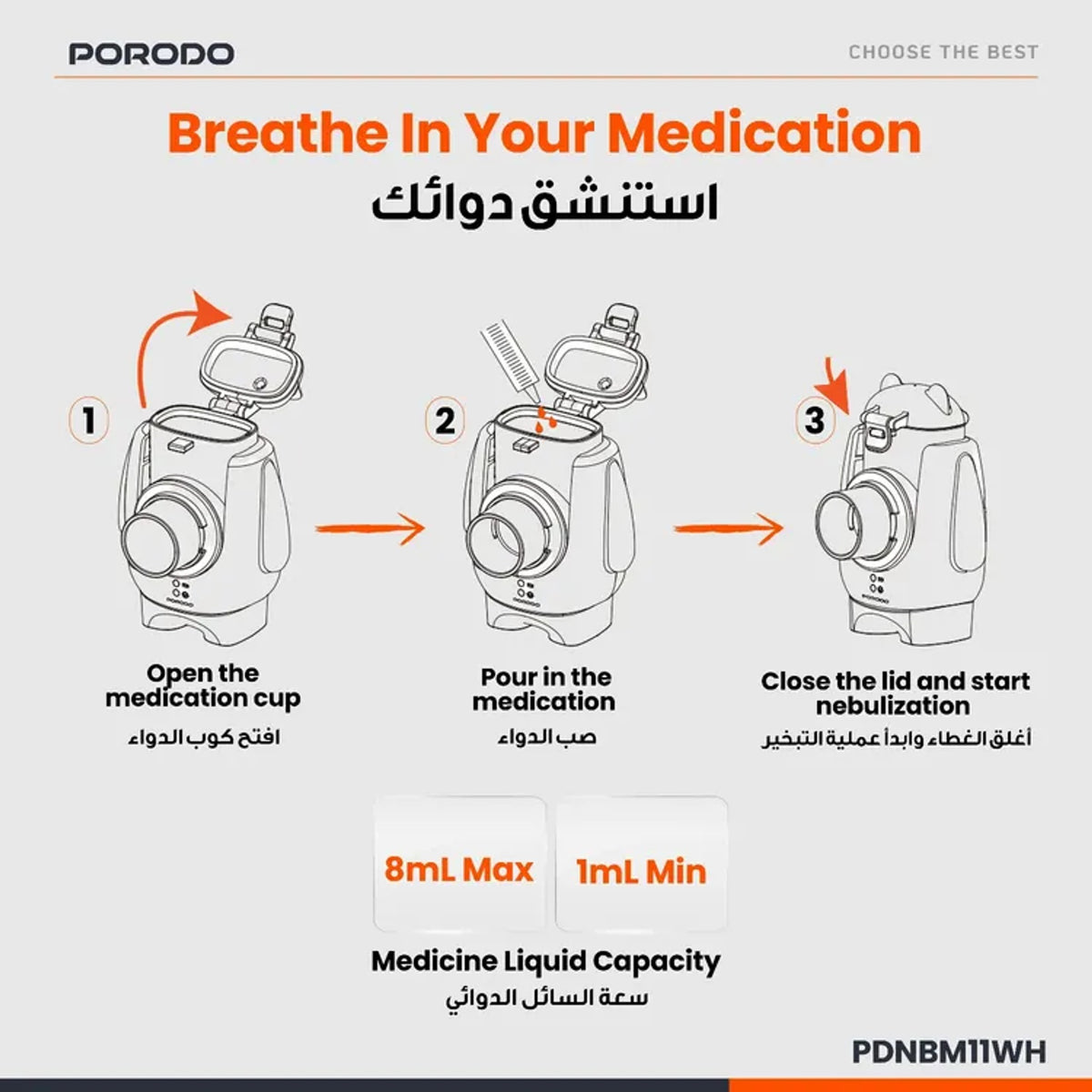 Porodo LiveOn Portable Nebulizer Rechargeable & Superfine Particles