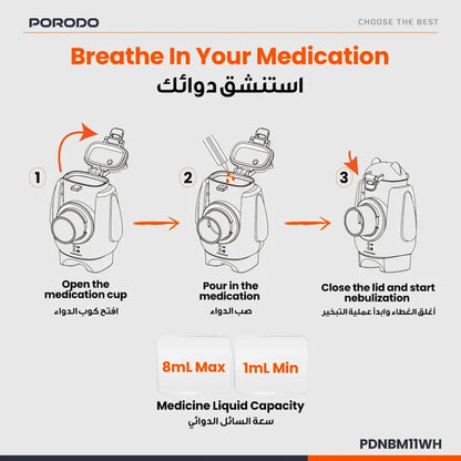 Porodo LiveOn Portable Nebulizer Rechargeable & Superfine Particles