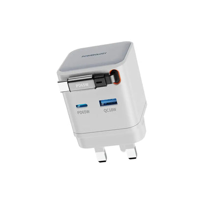 Powerology 65W Dual Port | Retractable GaN Charger