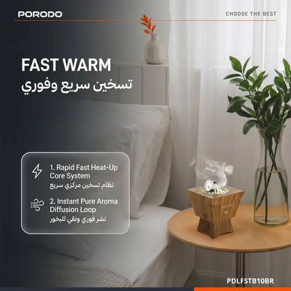 Porodo Classic Wood-Finish Portable Incense Burner