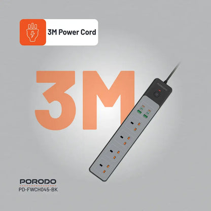 Porodo 4AC | 65W | 3000W Power Strip