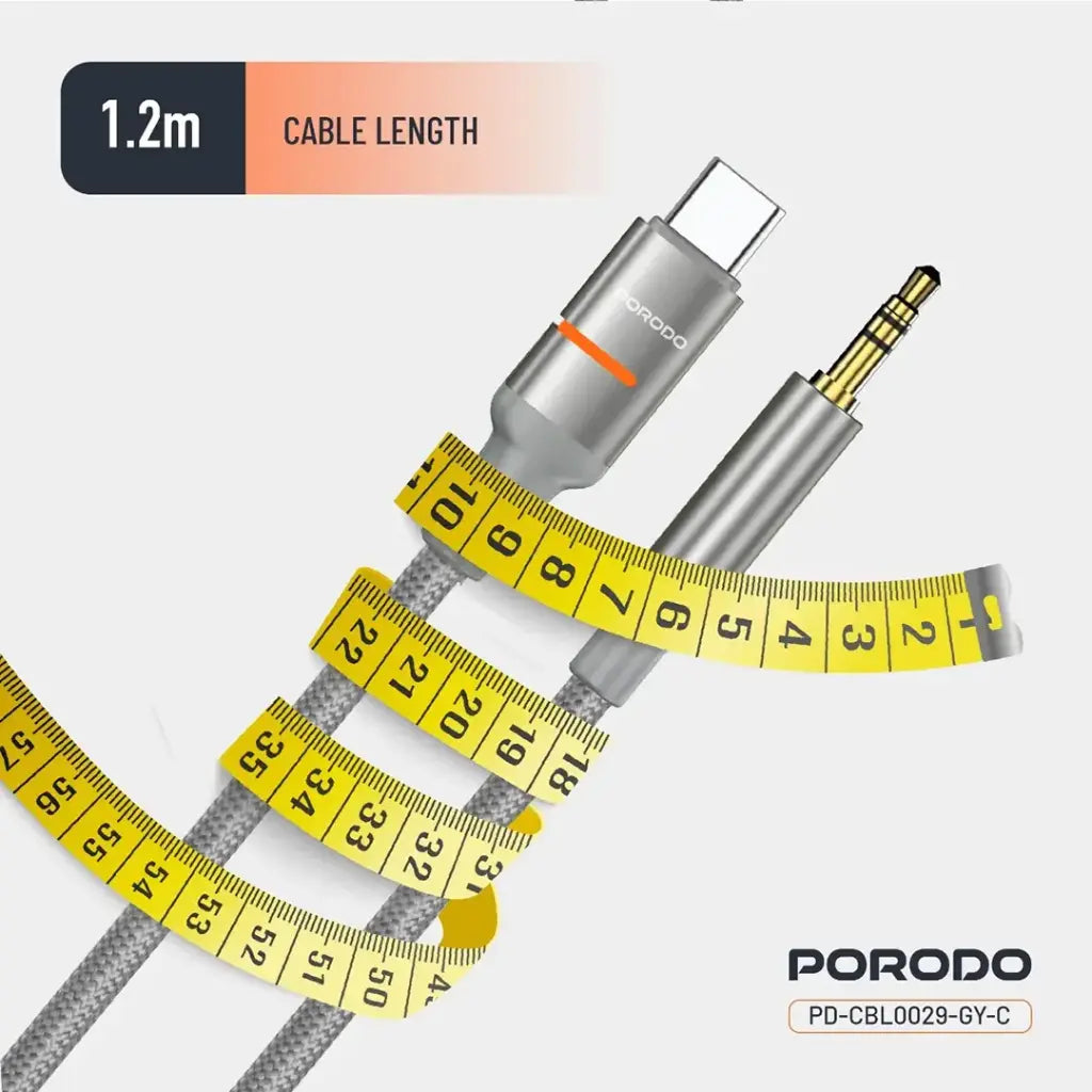 Porodo AUX to Lightning & USB-C LED Light Cable