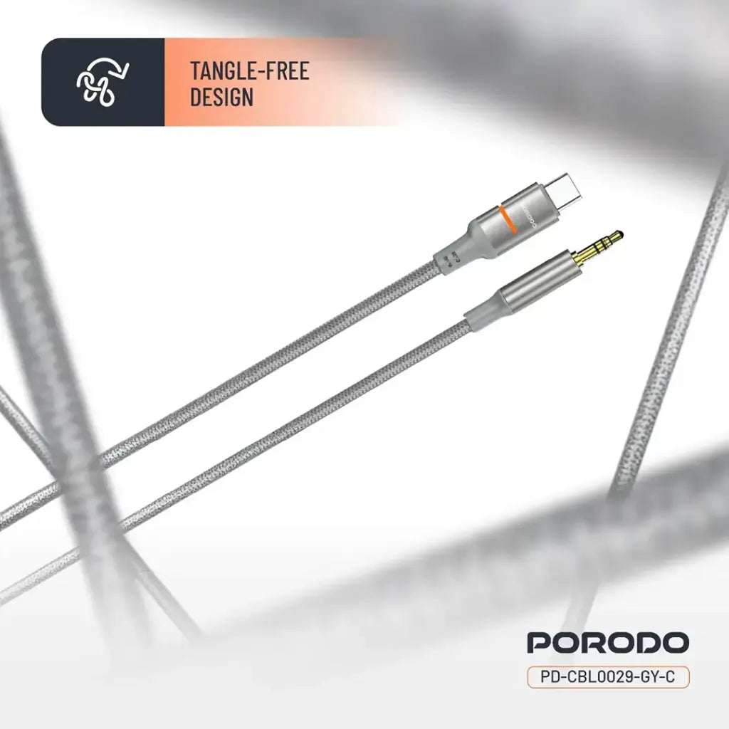 Porodo AUX to Lightning & USB-C LED Light Cable