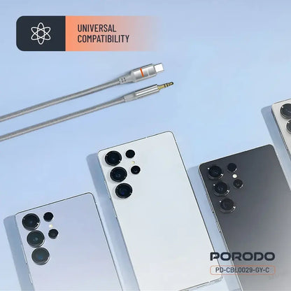 Porodo AUX to Lightning & USB-C LED Light Cable