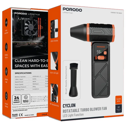 Porodo Cyclon Rotatable Turbo Blower Fan with LED Light Function