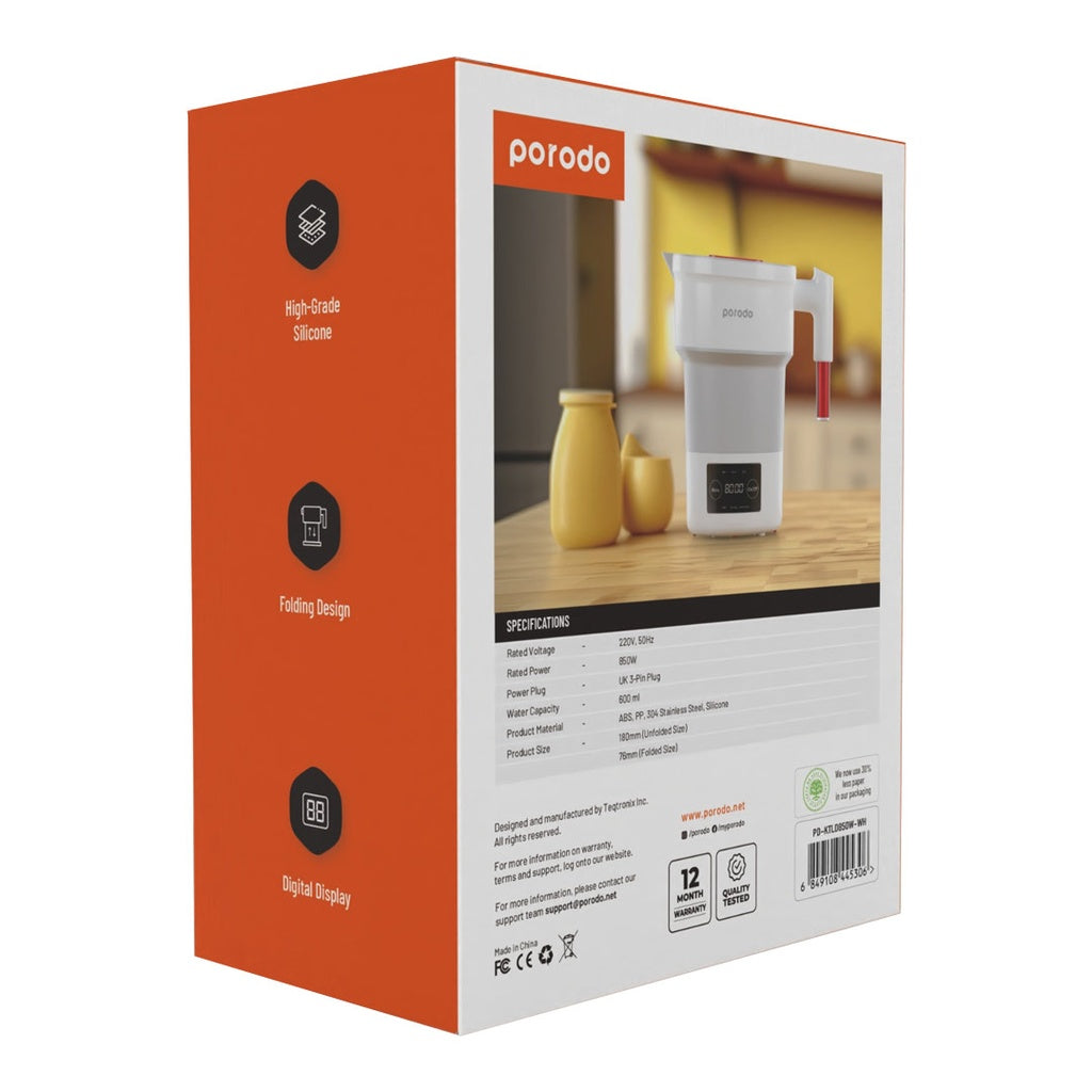 غلاية كهربائية محمولة قابلة للطي من بورودو، 850 واط/600 مل