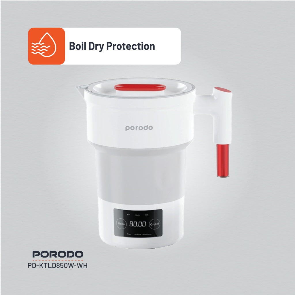 غلاية كهربائية محمولة قابلة للطي من بورودو، 850 واط/600 مل