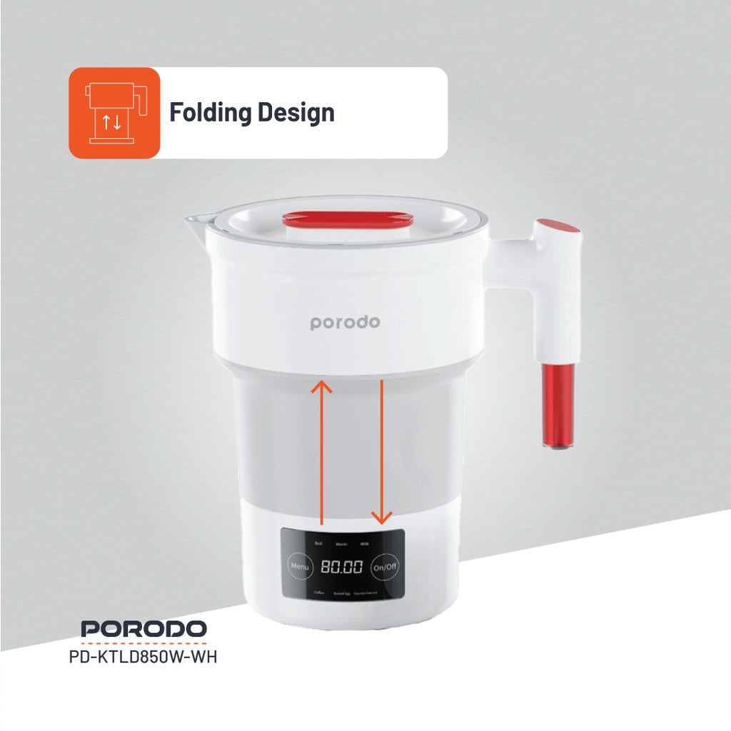 غلاية كهربائية محمولة قابلة للطي من بورودو، 850 واط/600 مل