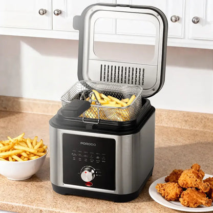 Porodo Stainless Steel 2.5L Deep Fryer with Adjustable Temperature & Non-Stick Tray