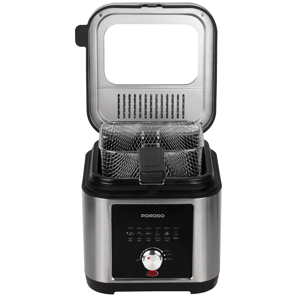 Porodo Stainless Steel 2.5L Deep Fryer with Adjustable Temperature & Non-Stick Tray