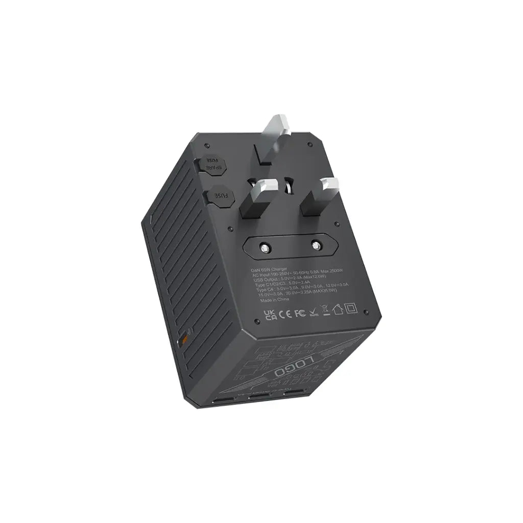 Porodo GaN 5-Port Travel Block Universal Charger 65W