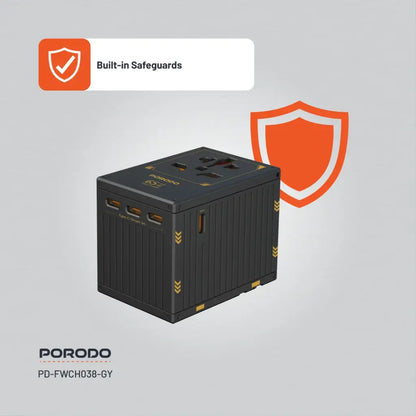 Porodo GaN 5-Port Travel Block Universal Charger 65W