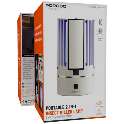 Porodo Lifestyle Portable 2-In-1 Insect Killer Lamp with Safe & Silent