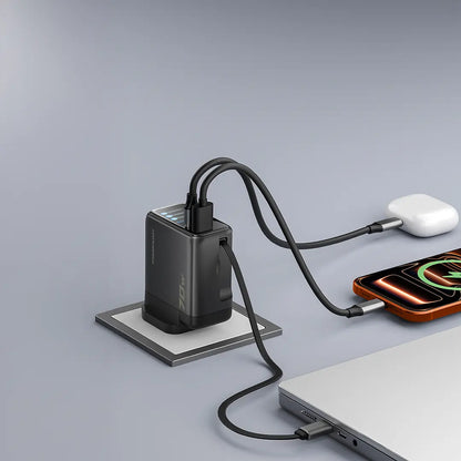 Powerology 70W AI TFT Adapter Retractable Type-C Cable