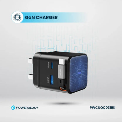 Powerology 65W Dual Port | Retractable GaN Charger