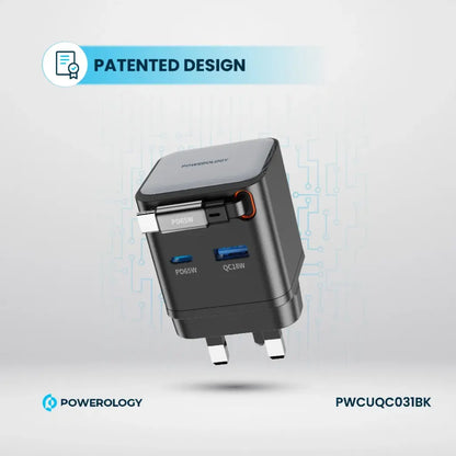Powerology 65W Dual Port | Retractable GaN Charger