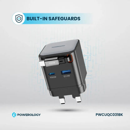 Powerology 65W Dual Port | Retractable GaN Charger