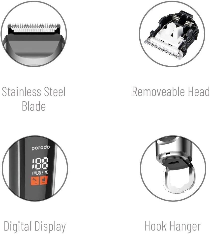 Porodo Wide T-Blade Beard Trimmer 4 Combs Included