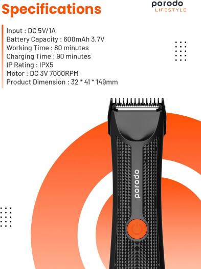 Porodo Sensitive Parts Hair Trimmer | Ergonomic Grip Design
