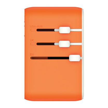 محول السفر العالمي من موماكس بقوة 25 واط مع كابل USB-C قابل للسحب