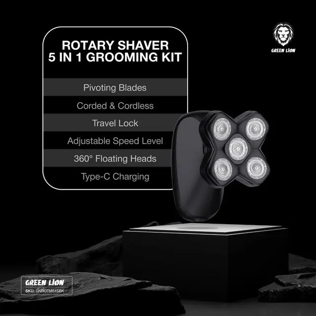 Green Lion Rotary Shaver 5-In-1 Grooming Kit