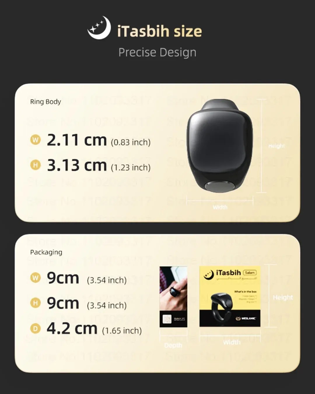 خاتم تسبيح السلام - مقاسين