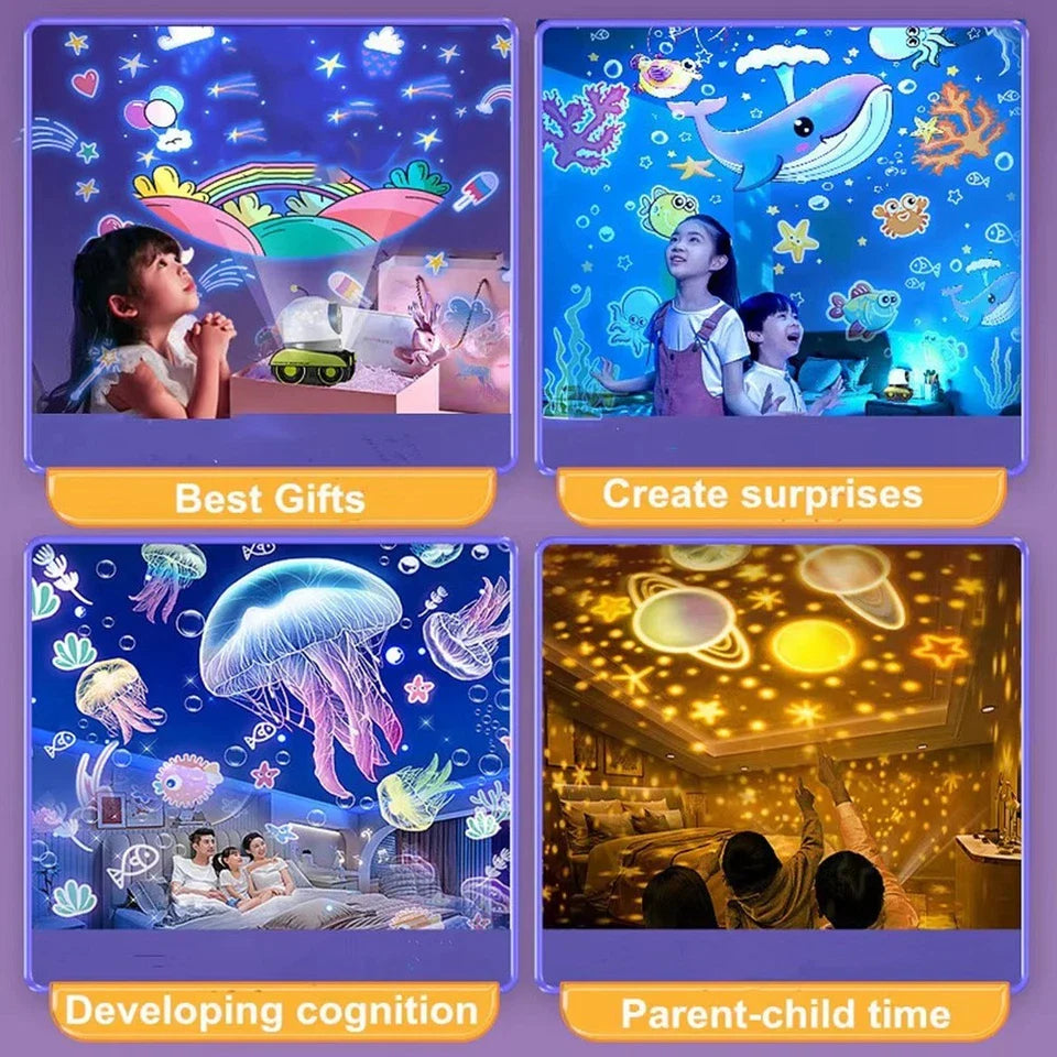 Music Cartoon Robot Car Projection Lamp for Kids
