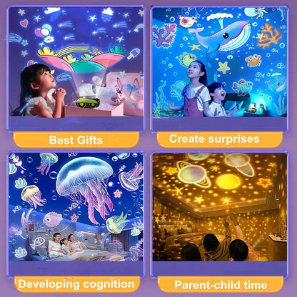 Music Cartoon Robot Car Projection Lamp for Kids