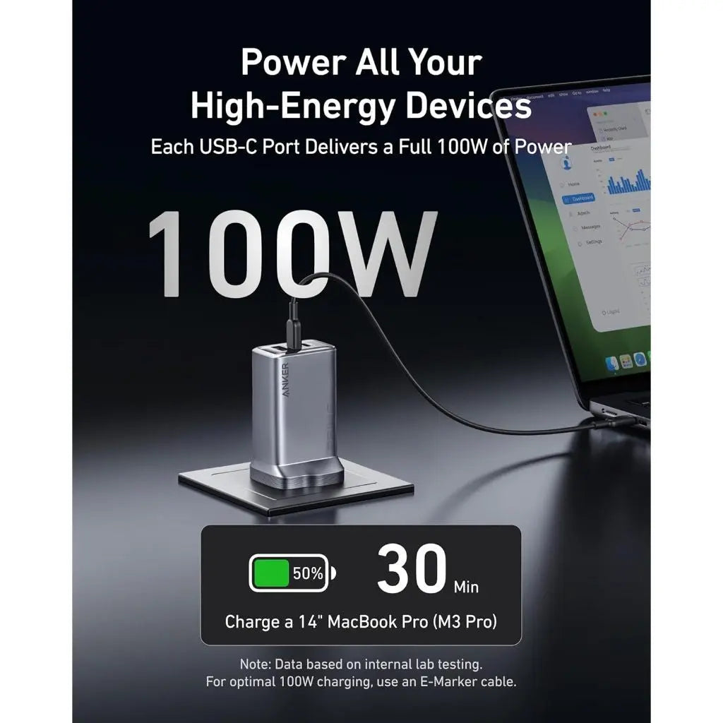 Anker Prime Charger (100W, 3 Ports, GaN)