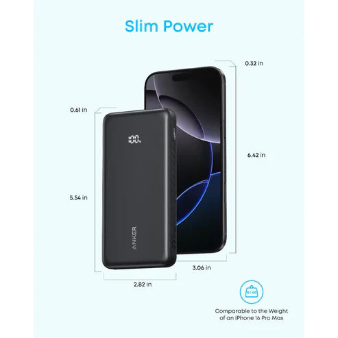 Anker Zolo Power Bank (10K, 22.5W, Built-In USB-C Cable)