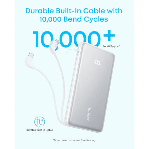 Anker Zolo Power Bank (10K, 22.5W, Built-In USB-C Cable)